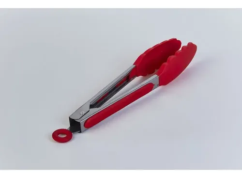 Pinzas Gastronomica Cocina Punta Silicona 27cm Rojo