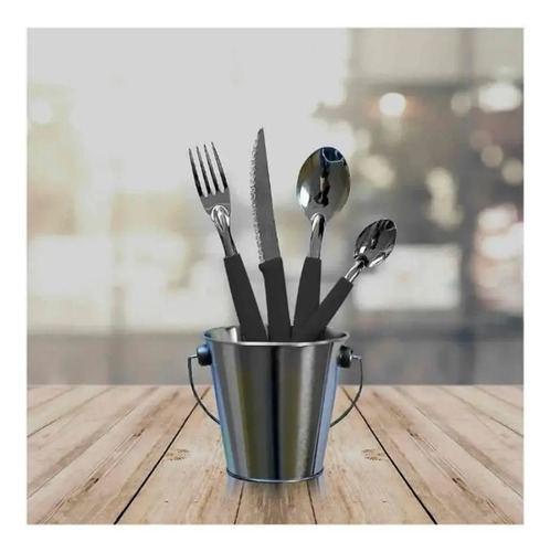 48 Cuchillo 48 Tenedor 96 Piezas Carol Inox Mayorista Negro