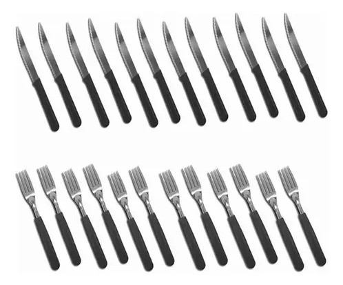 48 Cuchillo 48 Tenedor 96 Piezas Carol Inox Mayorista Negro