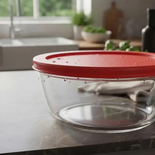 Bowl De Vidrio Apto Horno Con Tapa Cocina Fuente Rojo