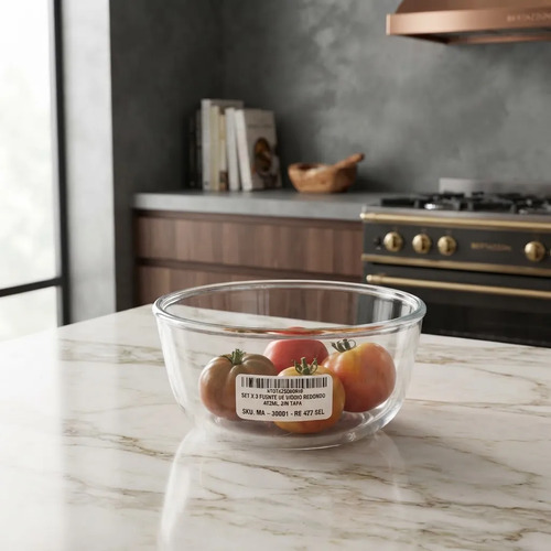 Bowl De Vidrio Apto Horno Con Tapa Cocina Fuente 472ml Rojo