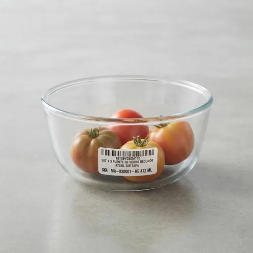 Bowl De Vidrio Apto Horno Con Tapa Cocina Fuente 472ml Rojo