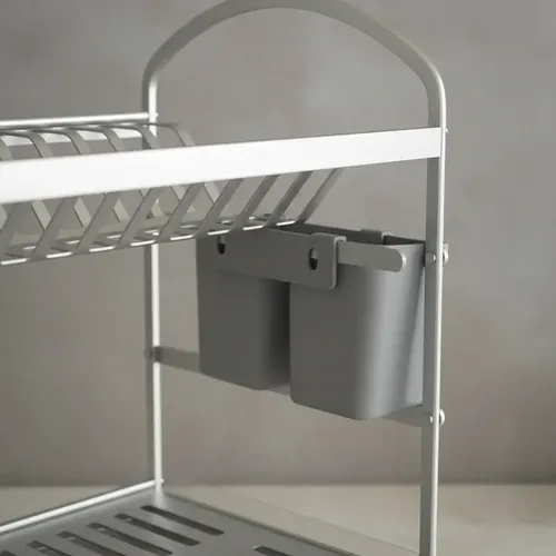 Escurridor Seca Platos Aluminio Y Pastico Gris
