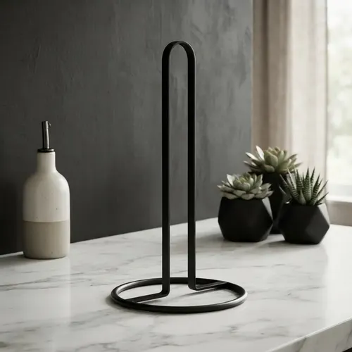 Portarrollos Papel Cocina Metal Negro 15x15x28 Cm Negro