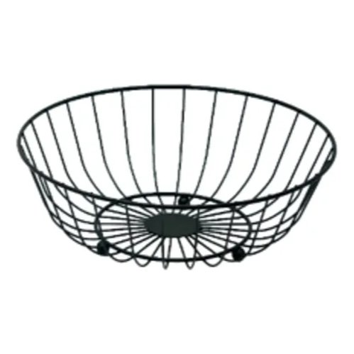 Frutero Cesta De Alambre Metálico Negro Redondo 28x9 Cm Negro
