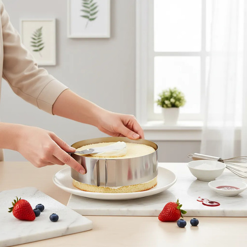 Aro Molde Para Torta Acero Inoxidable 8,5cm Alto 16 A 30 Cm Gris
