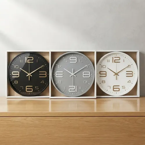 Reloj De Pared Quartz Numeros Grandes 25 Cm Gris