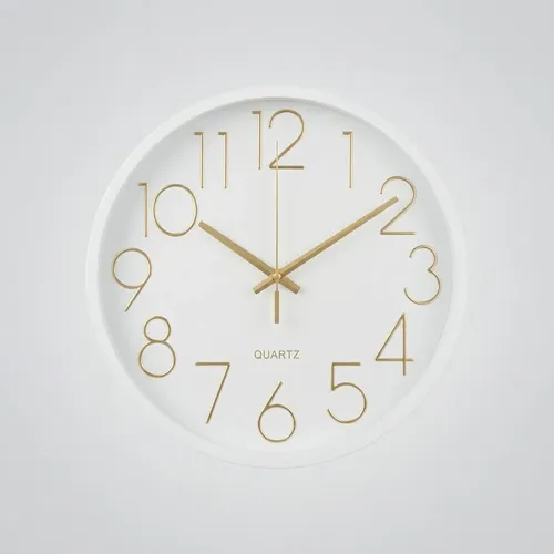 Reloj De Pared Quartz Numeros Iguales Liso 25 Cm Blanco
