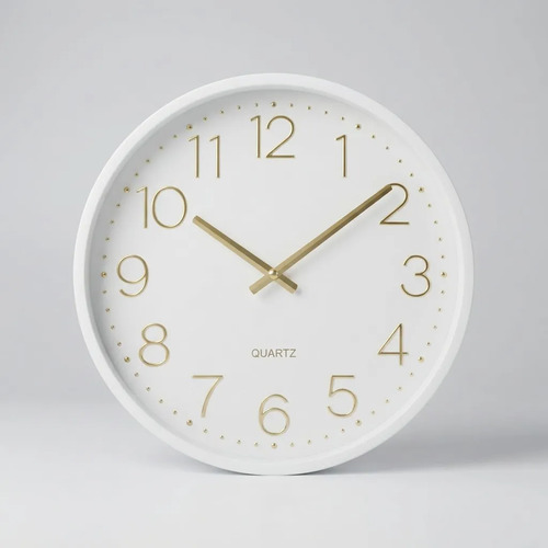 Reloj De Pared Quartz Numeros Liso 25 Cm Blanco
