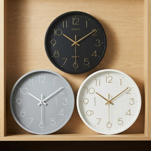 Reloj De Pared Quartz Numeros Liso 25 Cm Blanco