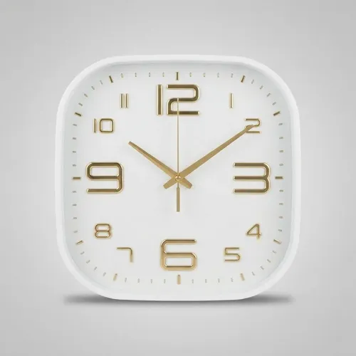 Reloj De Pared Quartz Numeros Liso 25 Cm Cuadrado Blanco