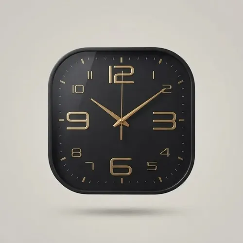 Reloj De Pared Quartz Numeros Liso 25 Cm Cuadrado Negro