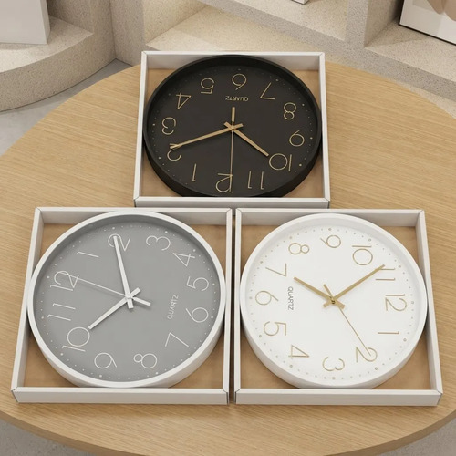 Reloj De Pared Quartz Numeros Liso 25 Cm Negro