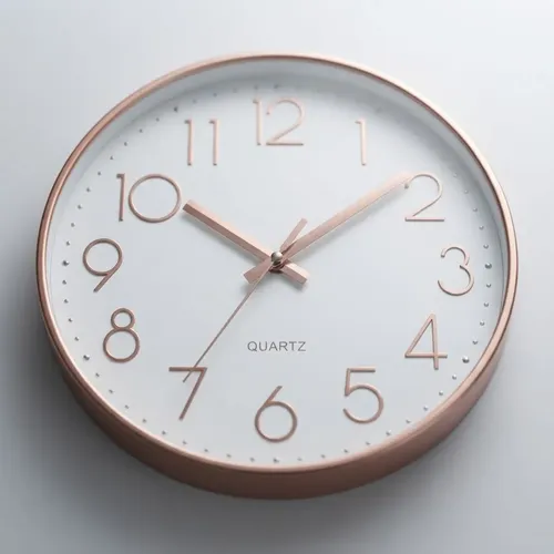 Reloj De Pared Quartz Numeros Cobre 30 Cm Blanco
