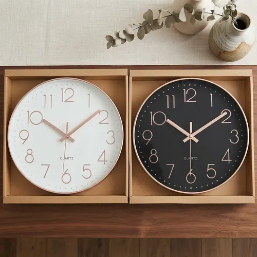 Reloj De Pared Quartz Numeros Cobre 30 Cm Negro