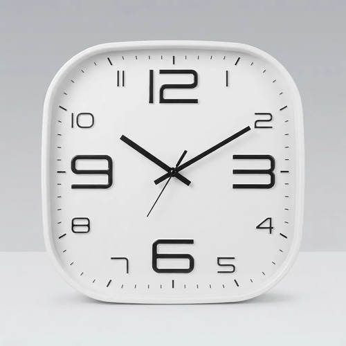 Reloj De Pared Quartz Numeros Liso 30 Cm Cuadrado Blanco