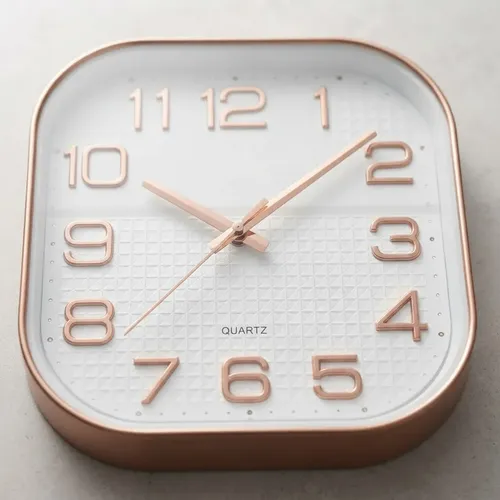 Reloj De Pared Quartz Numeros Cobre 30 Cm Cuadrado Cobre Blanco