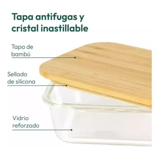 Taper Tuper Vidrio Hermetico BambO Organizador 1050ml