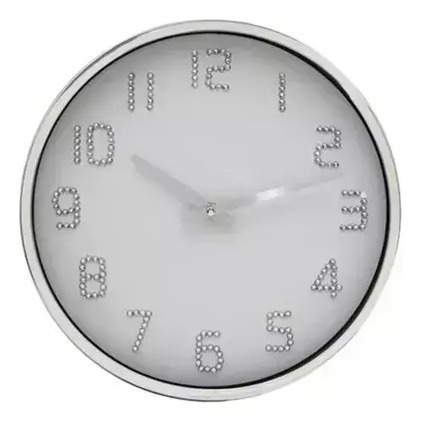 Reloj De Pared 30 Cm Diam Vidrio Plastico Silencioso Brillos