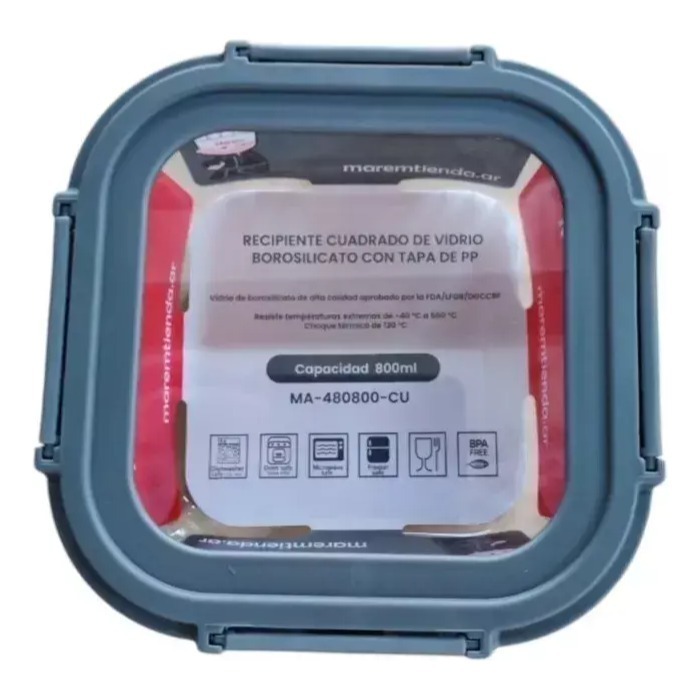 Pote Vidrio Hermetico Cuadrado Horno Frezzer L 800ml