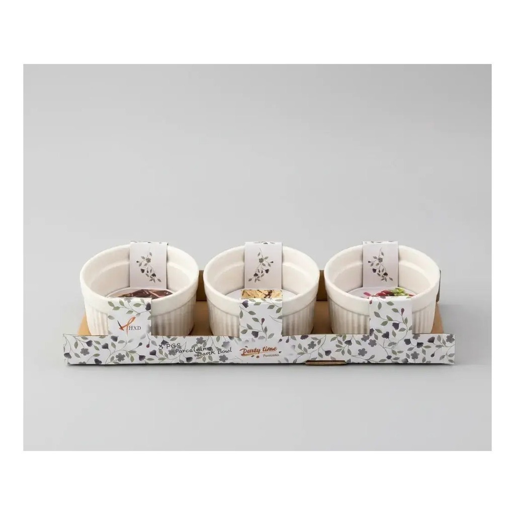 Pack 3 Copetinero Porcelana 10 X 5 Cm Apto Horno
