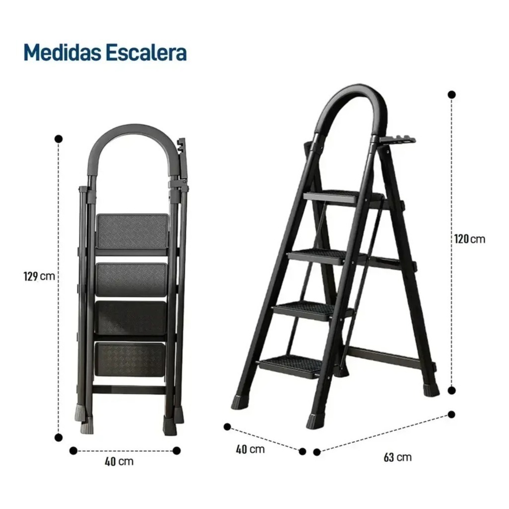 Escalera Plegable 4 Niveles Ligera Portátil Reforzada Metal