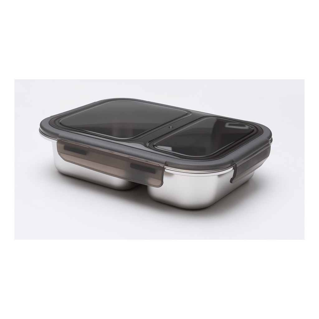 Pote Vianda Hermetico Acero Horno Micro  2 divisiones Tuper