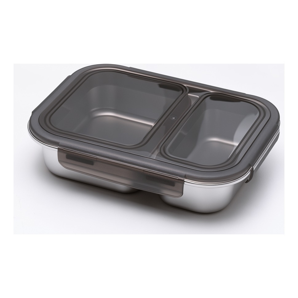 Pote Vianda Hermetico Acero Horno Micro  2 divisiones Tuper