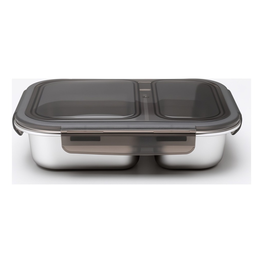 Pote Vianda Hermetico Acero Horno Micro  2 divisiones Tuper
